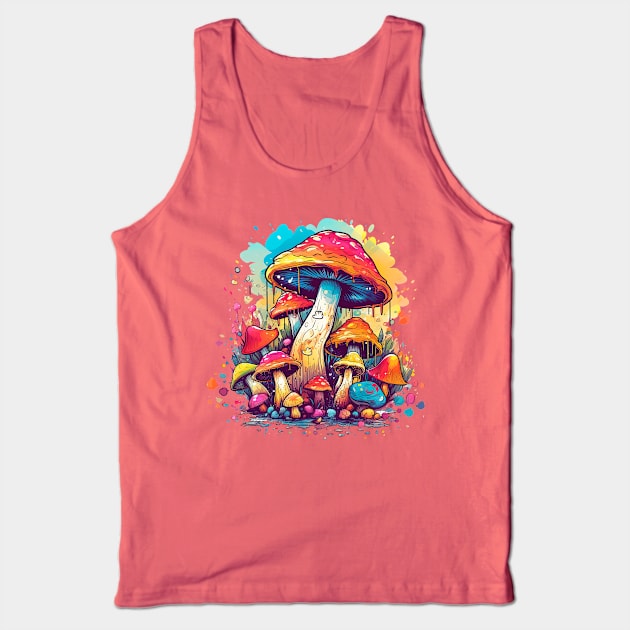 Trippy magic mashrooms watercolor vector Tank Top by Mrkotik